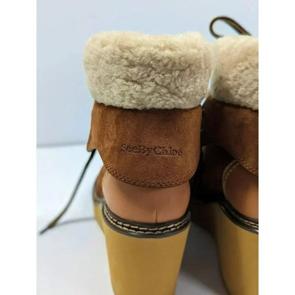 See By Chloe Women's Eileen Suede Shearling Hiking Boot Size 40 EU (MSRP $460) - Picture 7 of 11